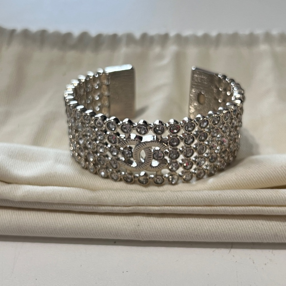 Cuff Silver Adjustable Silver Crystal Bracelet - image 2